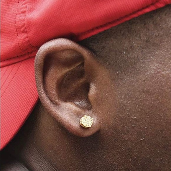 925Sterling Silver BLING ICED HIP HOP STUD EARRING - Picture 10 of 10